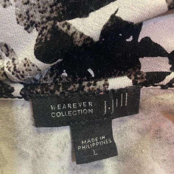 J Jill Wearever Collection Black White Floral Jersey Dress Size L - Picture 6 of 9